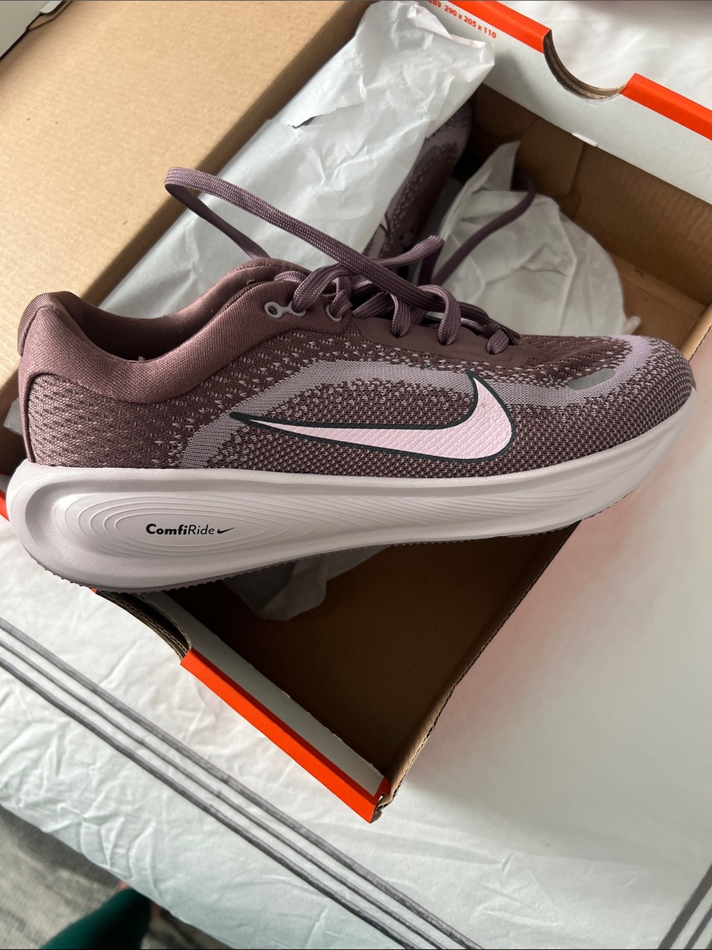 Nike Women’s ComfiRide Running Shoes — Mauve with Pink Swoosh